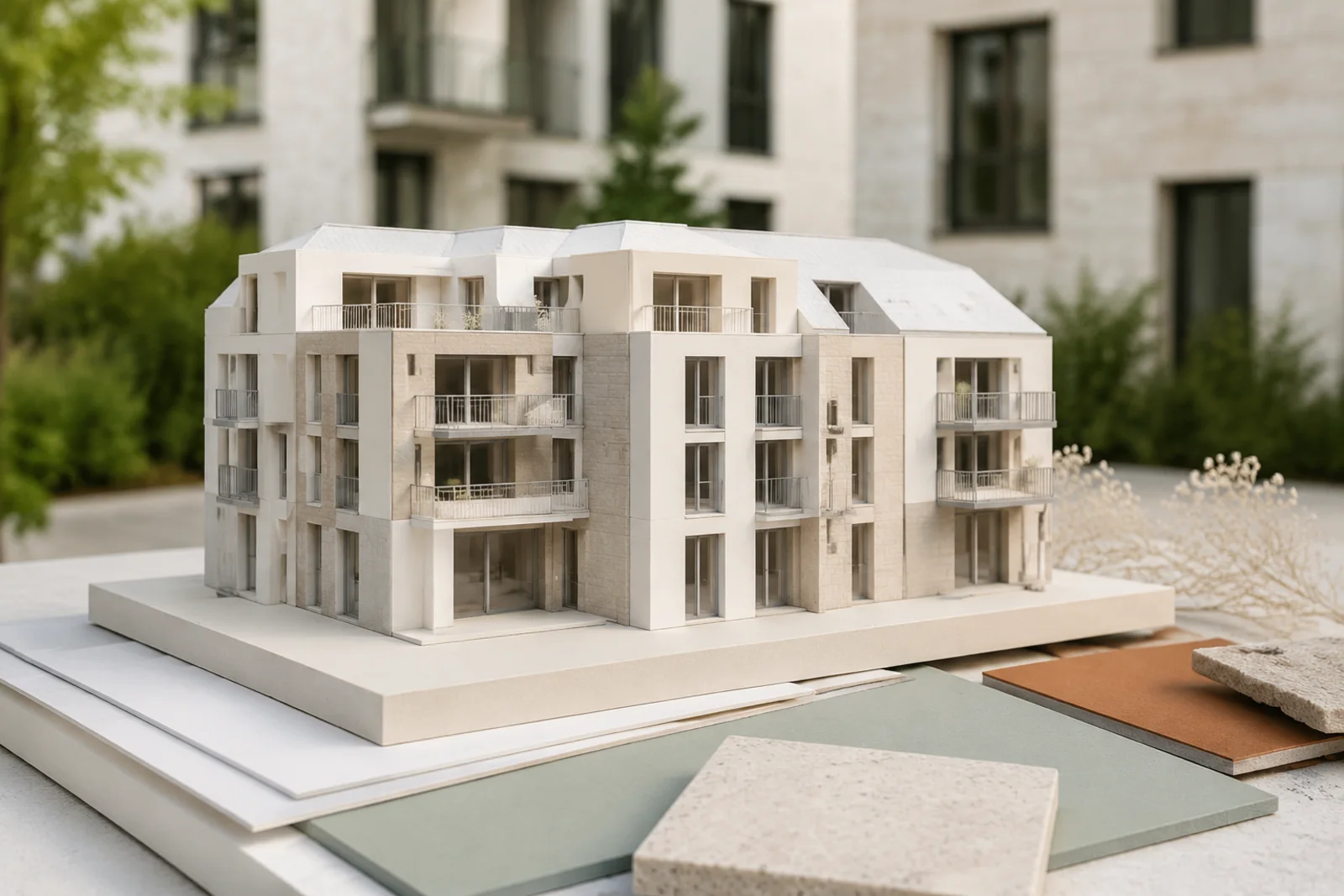 Neutrales redaktionelles Motiv zum Thema Mehrfamilienhaus